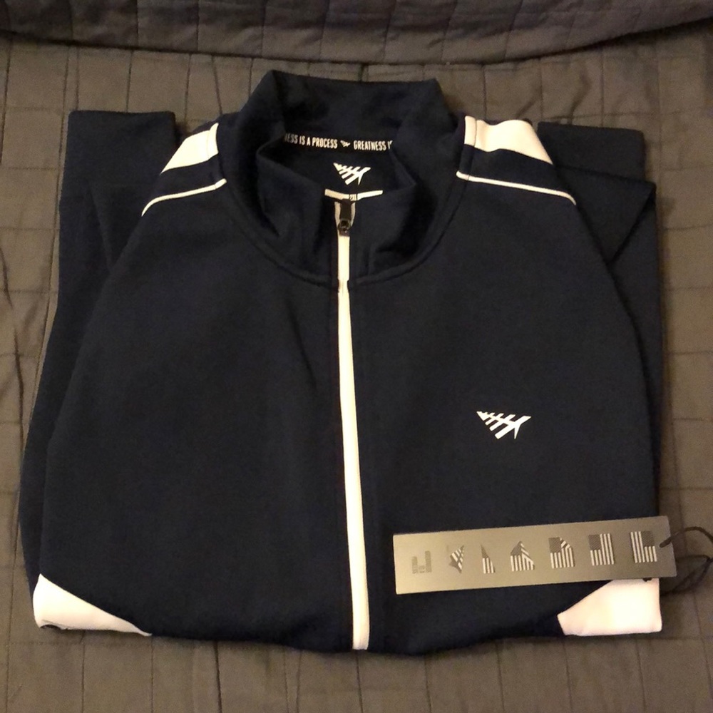 Brand New Navy blue and white PaperPlanes zip up Sweater. 2XL